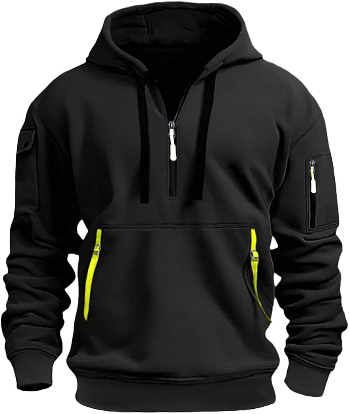 2026 Hoodies for Men 1/4 Zip Up Long Sleeve Plus Size Pullover Sweatshirt Fall Winter Vintage Clothes with Pockets