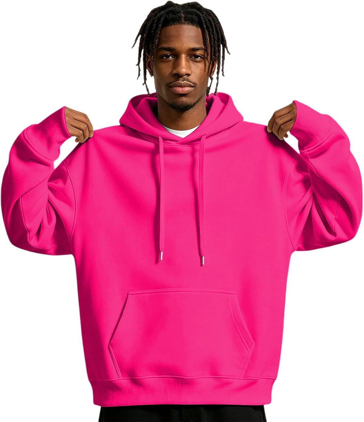 Mens Hoodies Fleece-Lined Long Sleeve Pullover Warm Fall Winter Sweatshirt