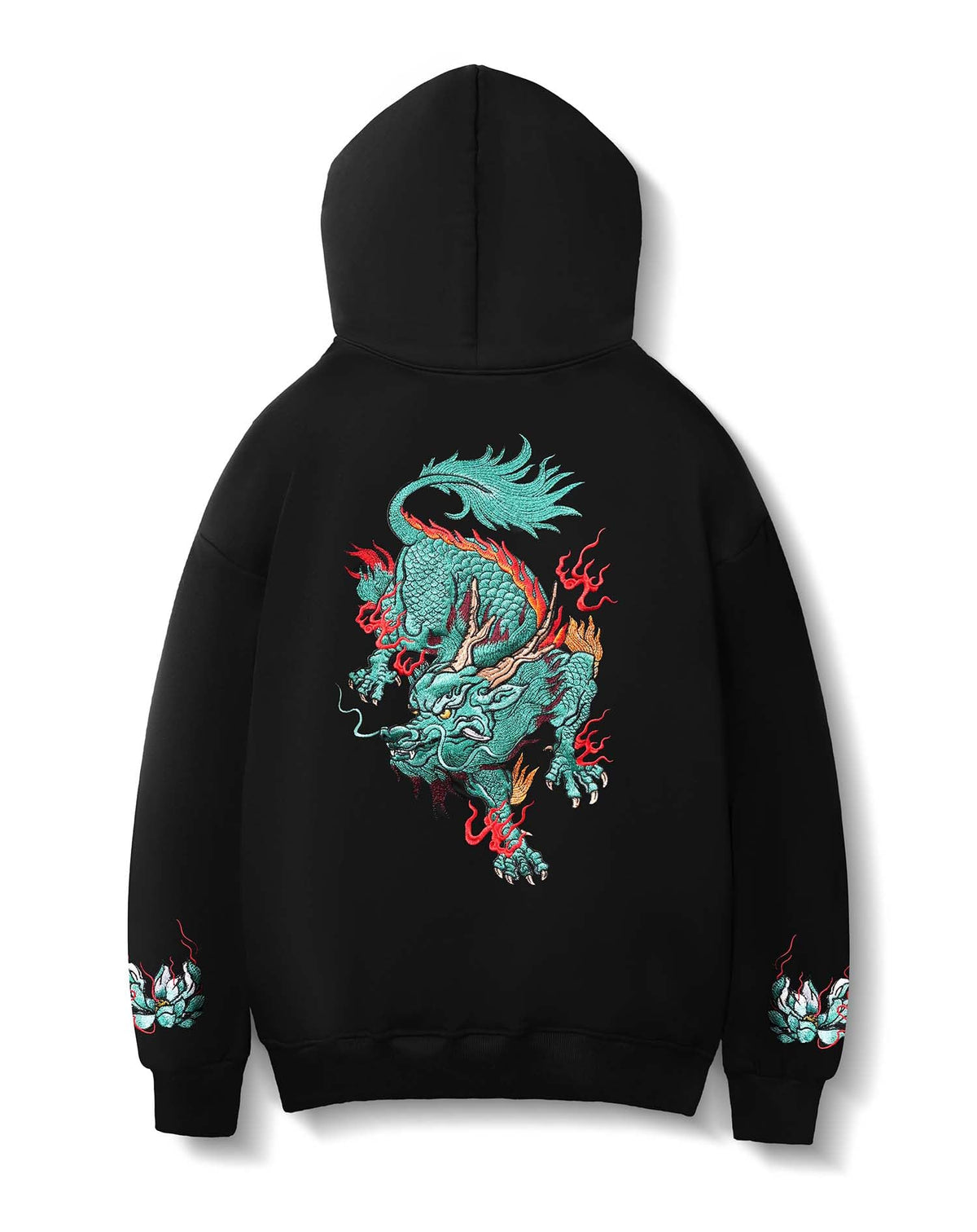 Niepce Inc Streetwear Men's Dragon Embroidered Heavyweight Graphic Hoodies