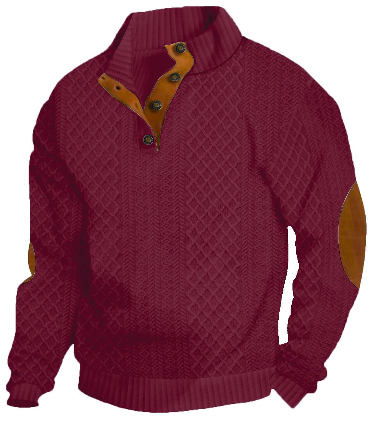Men's Casual Sweatshirt Pullover Sweater Casual Long Sleeve Stand Collar Quarter Button Sweaters