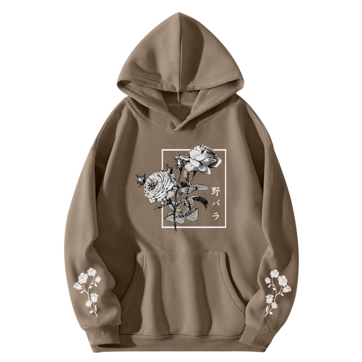 Sulayesh Rose Floral Graphic Hoodie for Men Aesthetic Japanese Cool Hoodies Oversized Trendy Streetwear Pullover Sweatshirt
