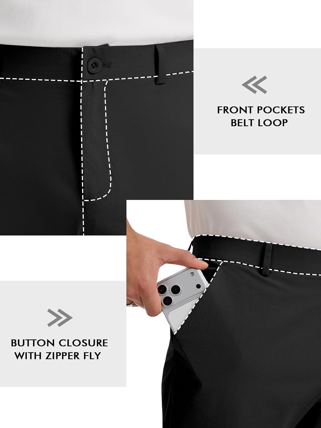Runcati Mens Golf Pants Stretch Dress Work Pants Casual Slacks 30"/32"/34"