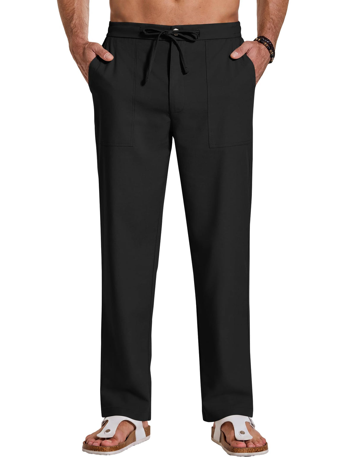 COOFANDY Mens Casual Cotton Linen Pants Lightweight Beach Dress Pant