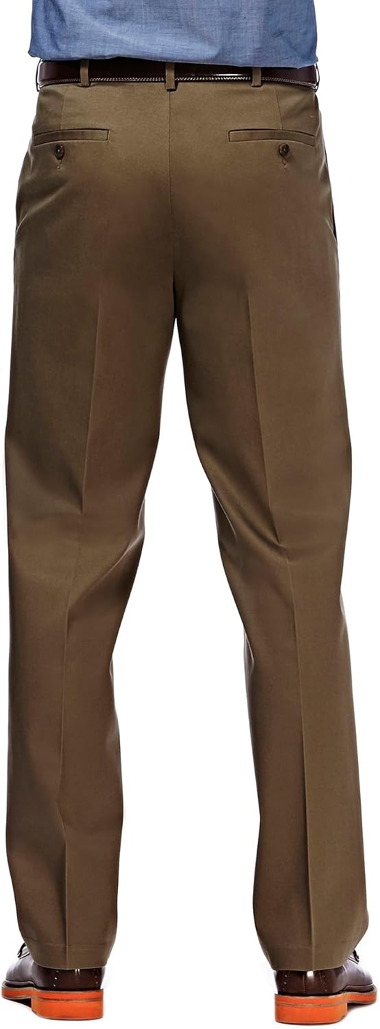 Haggar Men's Classic Fit Premium No Iron Khaki Pleated Pant