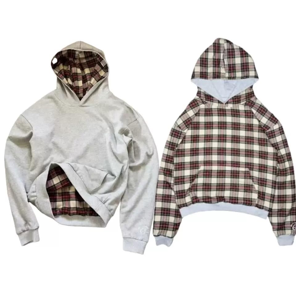 Obenie Men's y2k hoodie, fashionable checkered sportswear, casual jacket