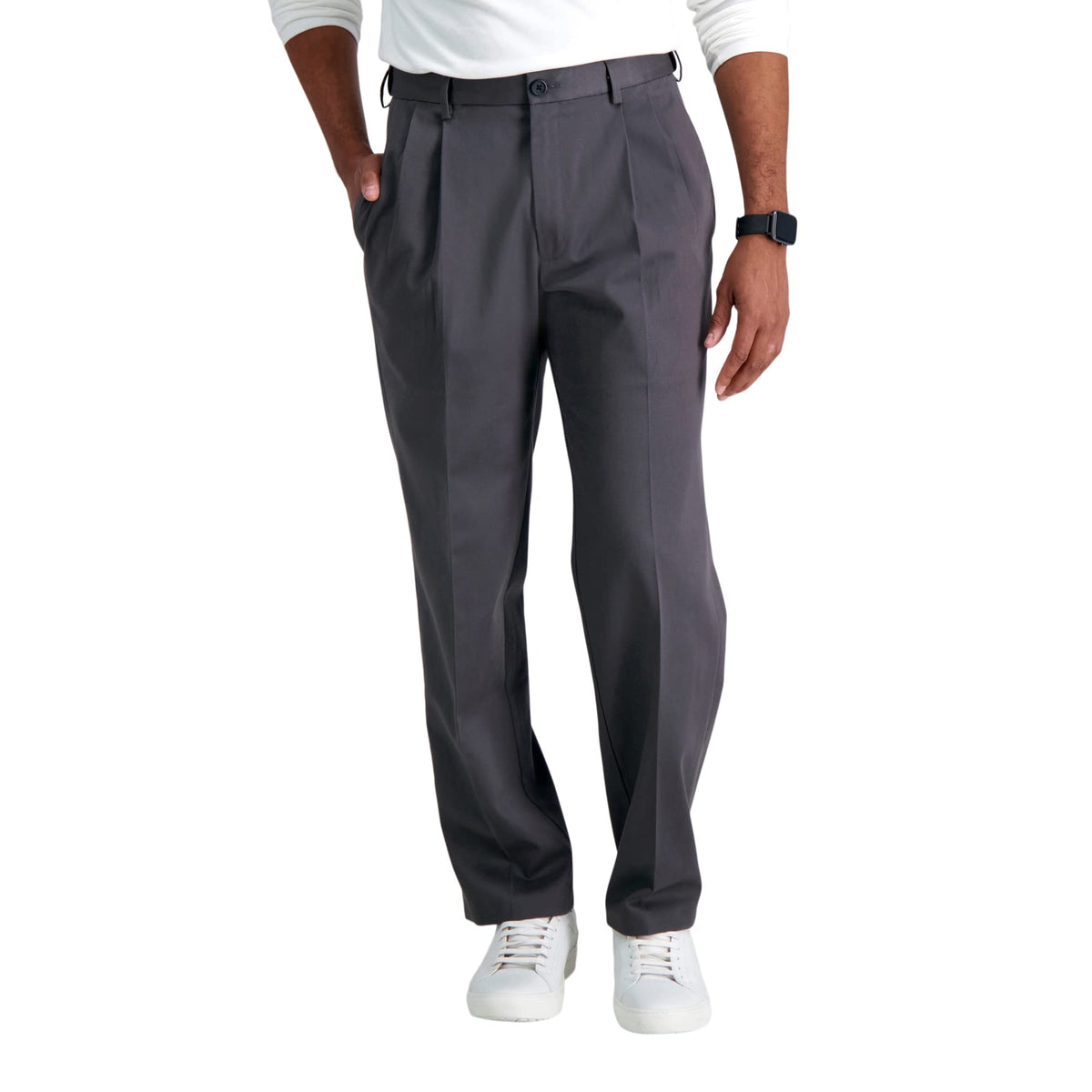 Haggar Men's Classic Fit Premium No Iron Khaki Pleated Pant