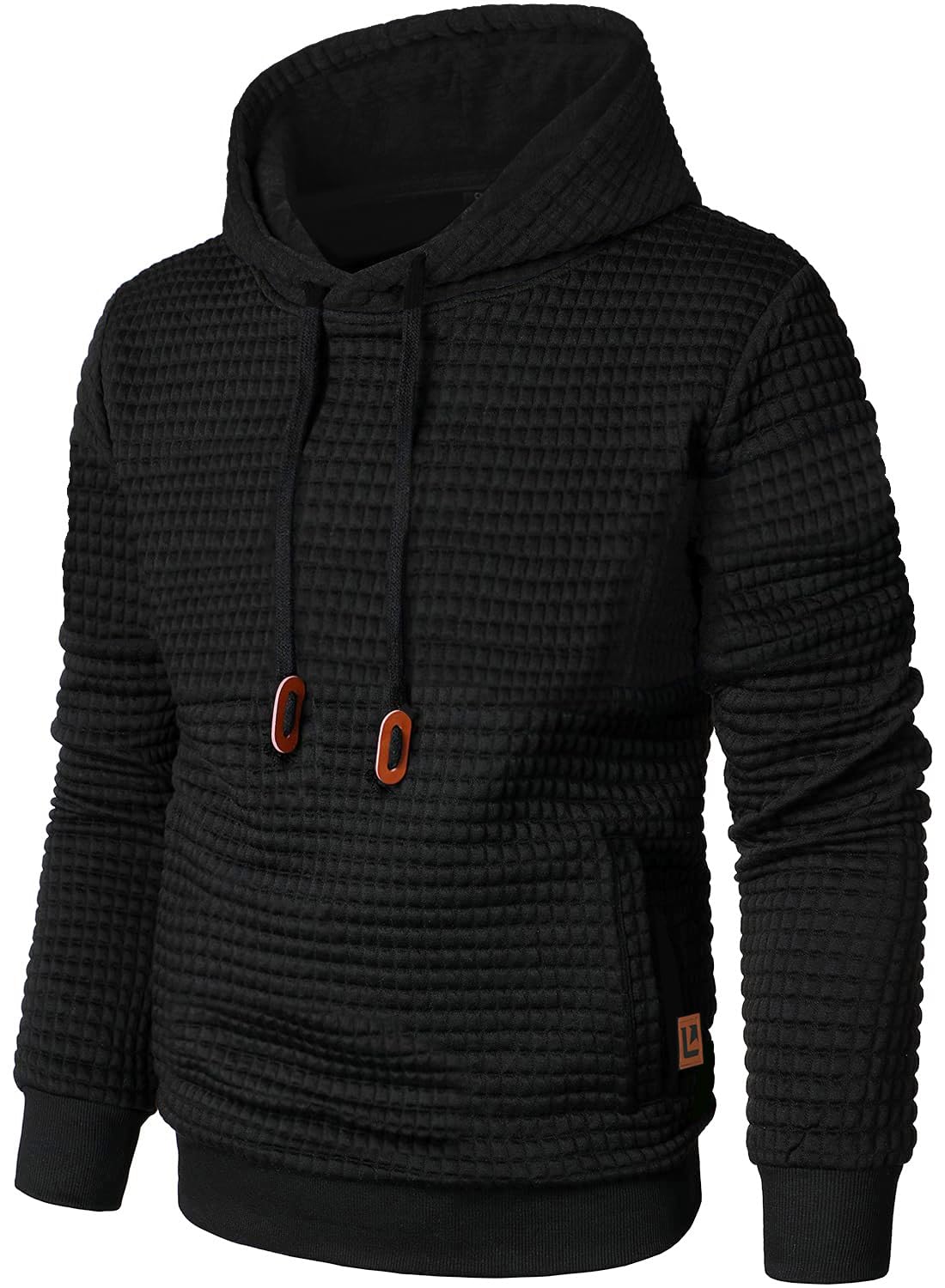 Qichic Men’s Sweatshirts Long Sleeve Pullover Patchwork Plaid Jacquard Hoodie Casual Drawstring Hoody Top