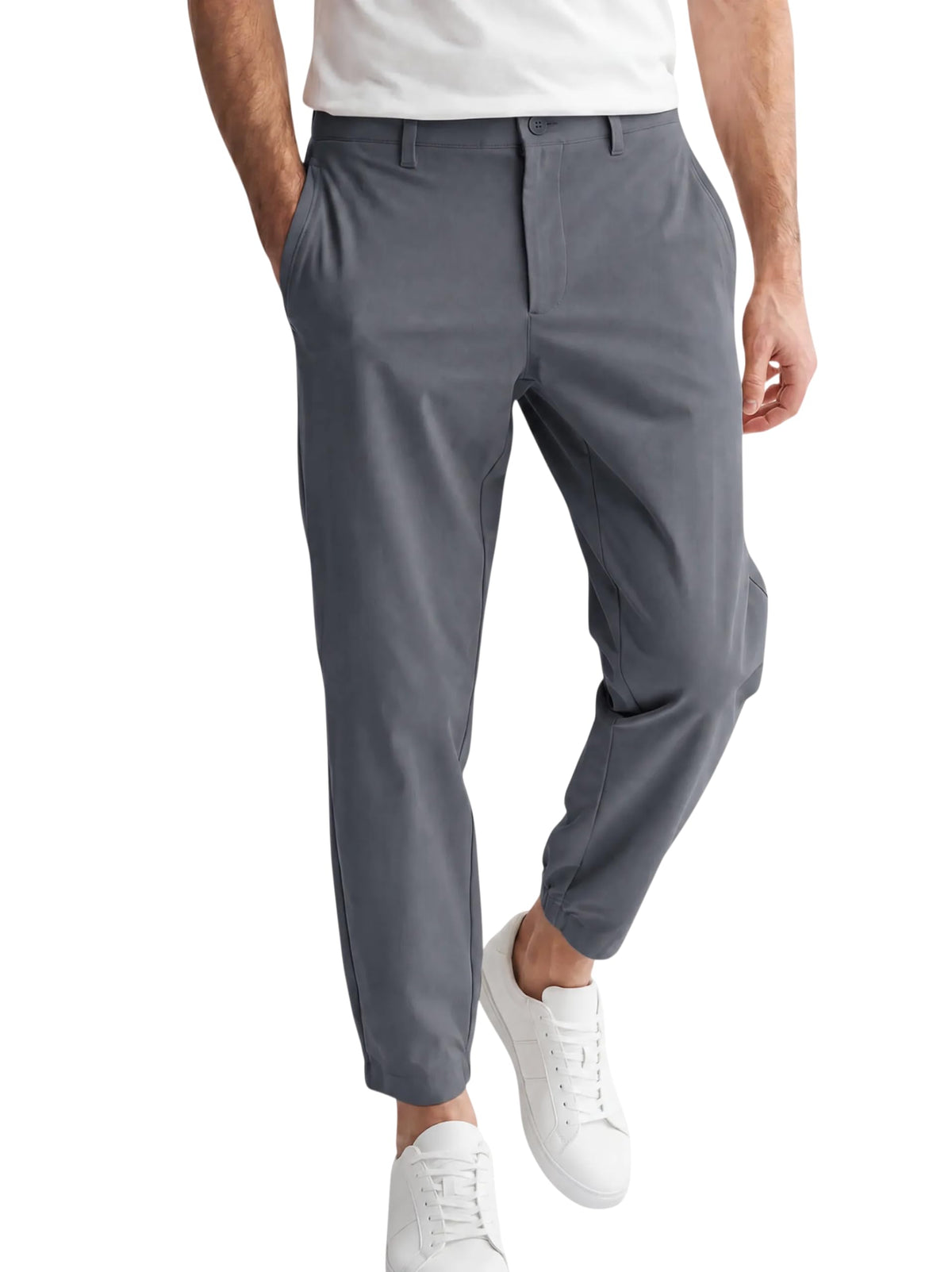 Runcati Mens Stretch Golf Pants Casual Slim Fit Cropped Work Dress Trousers
