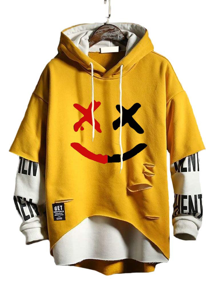 DUDHUH Mens Hoodie Fashion Pullover Letter Print Tracksuit Techwear Casual Coat Hip-Hop Sweatshirt