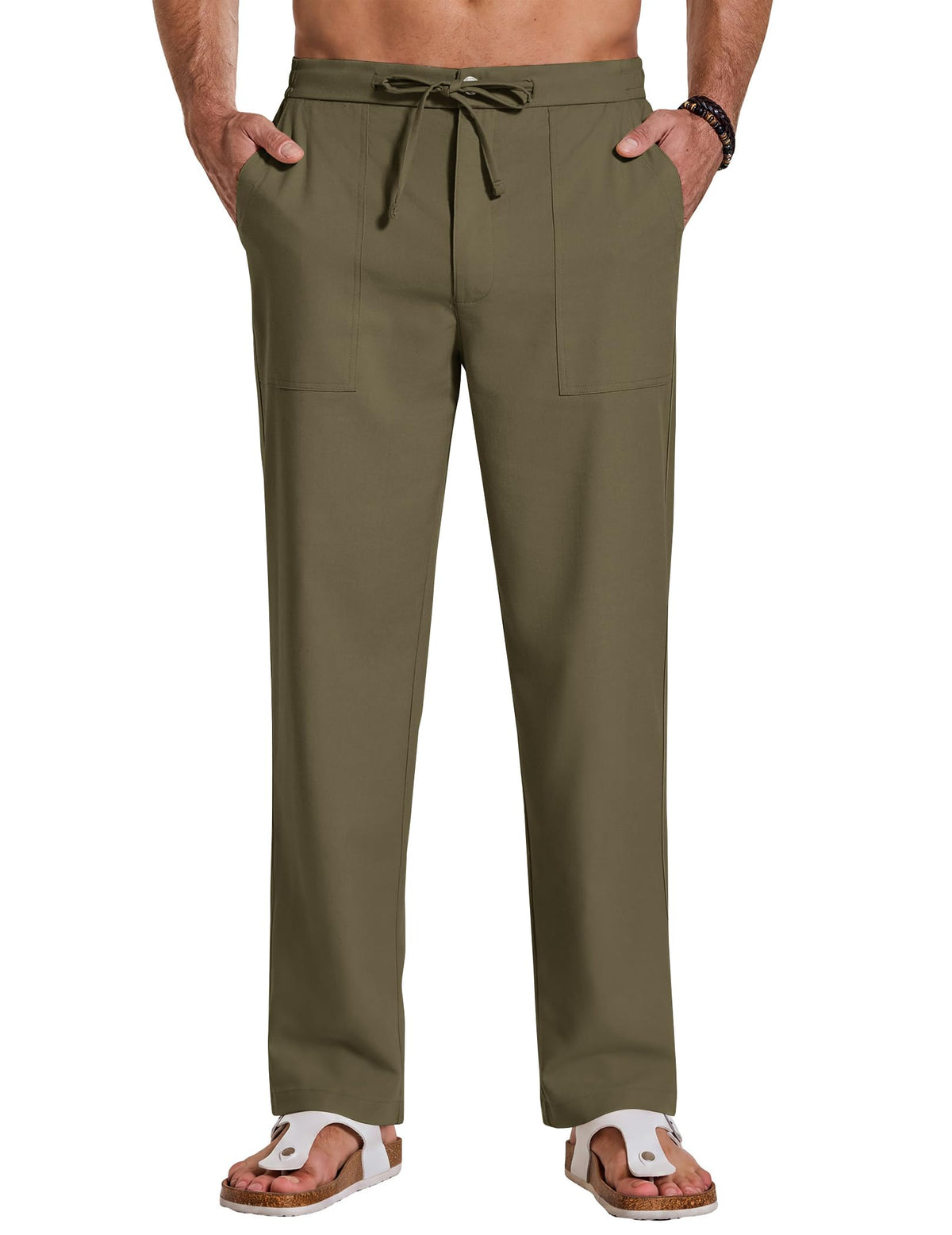 COOFANDY Mens Casual Cotton Linen Pants Lightweight Beach Dress Pant