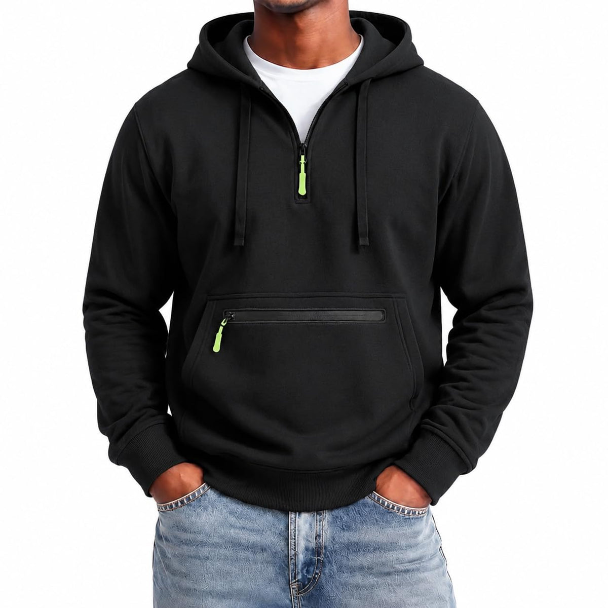 Tactical Hoodies for Men Comfy Quarter Zip Pullover with Multi Pockets