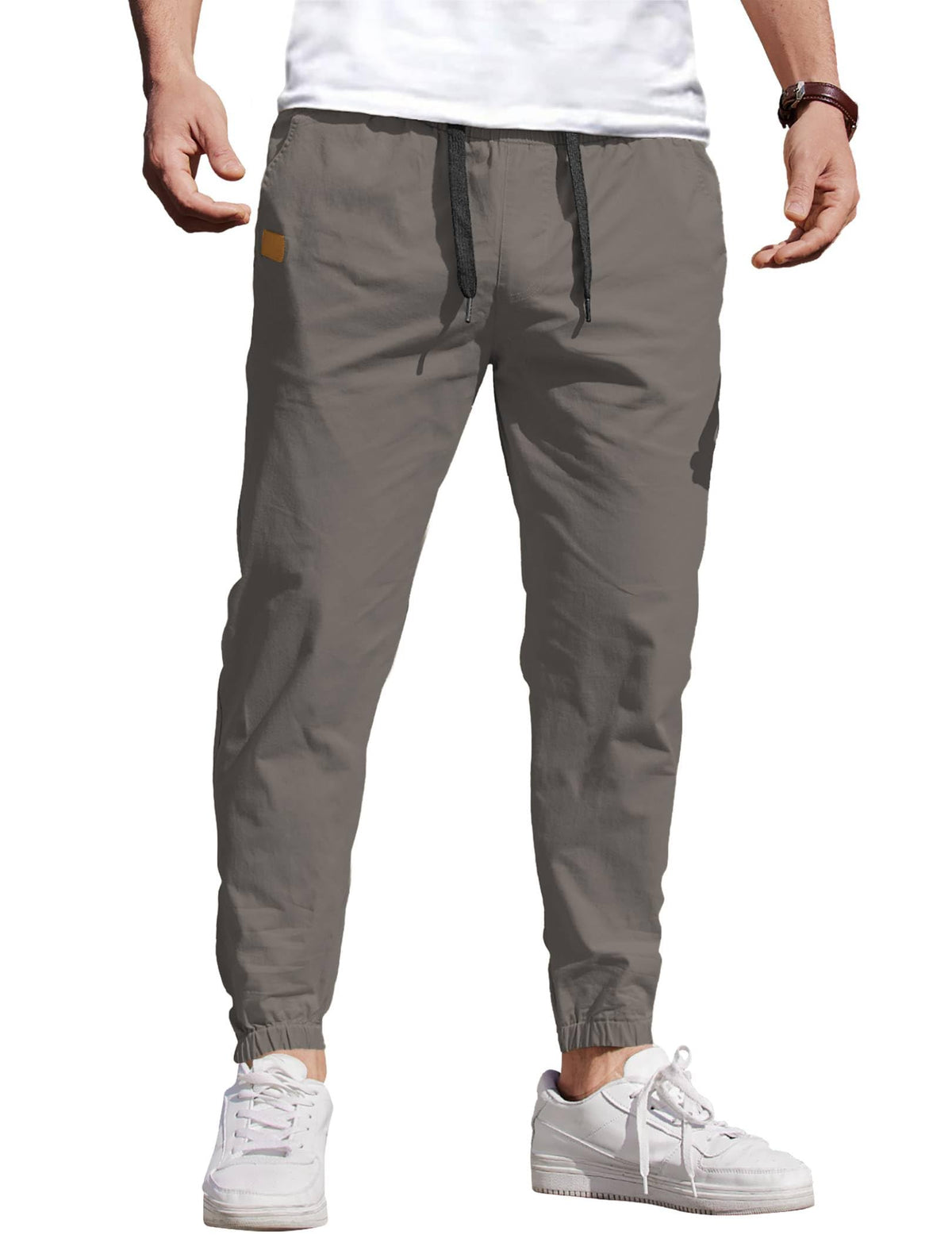 COOFANDY Mens Casual Joggers Cotton Elastic Drawstring Chino Cargo Pants