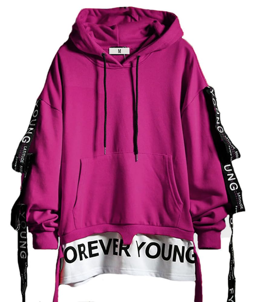 DUDHUH Mens Hoodie Fashion Pullover Letter Print Tracksuit Techwear Casual Coat Hip-Hop Sweatshirt