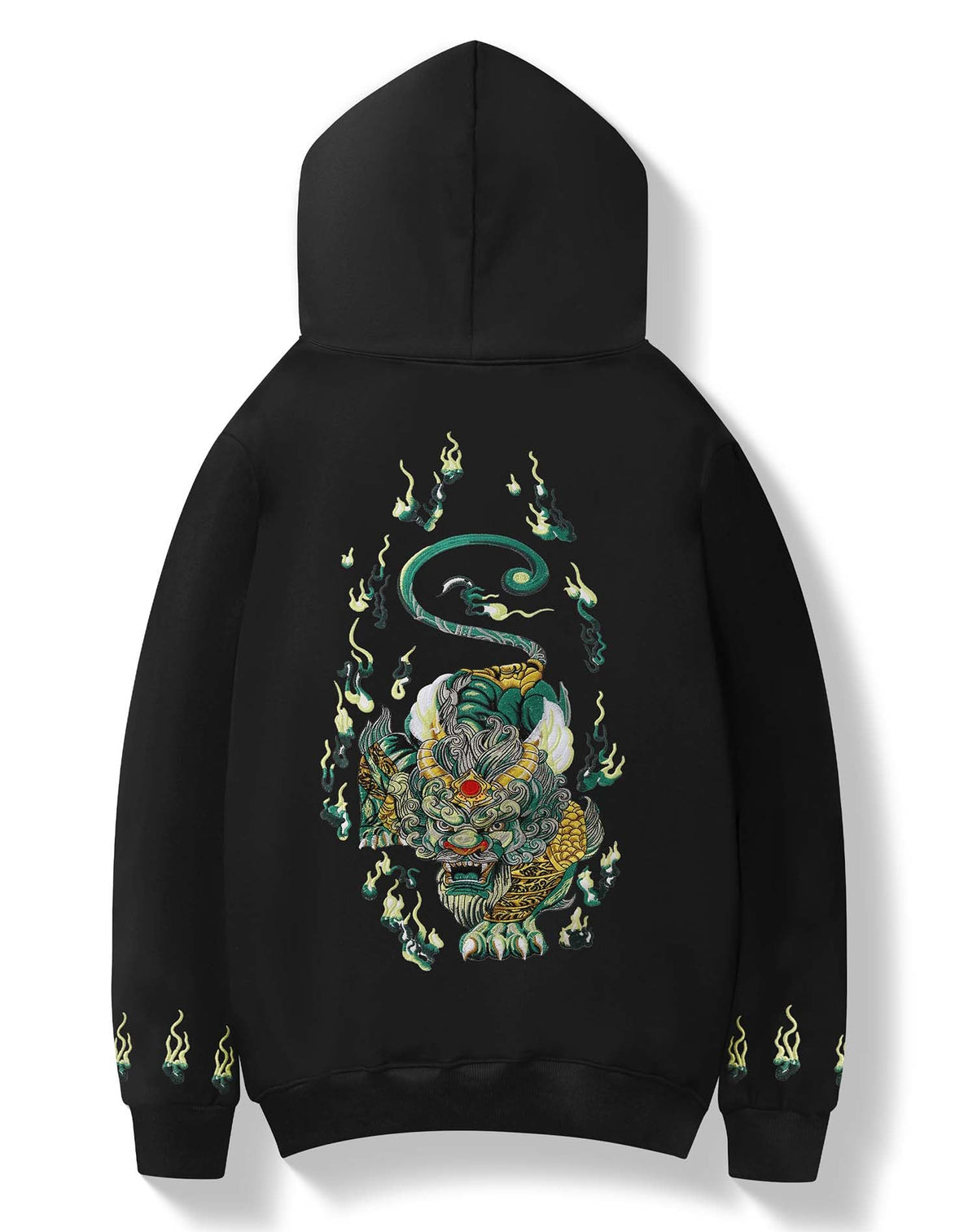Niepce Inc Streetwear Men's Dragon Embroidered Heavyweight Graphic Hoodies