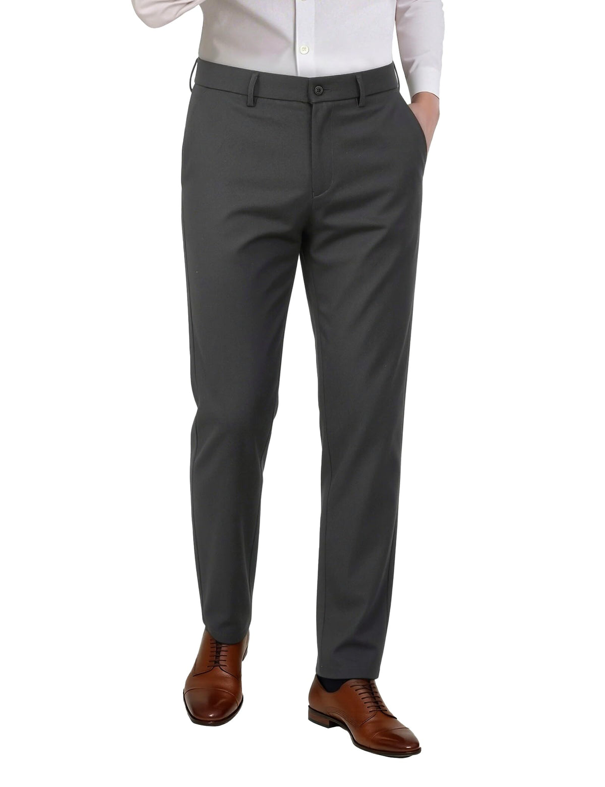 Plaid&Plain Men’s Slim Fit Dress Pants Stretch Dress Pants