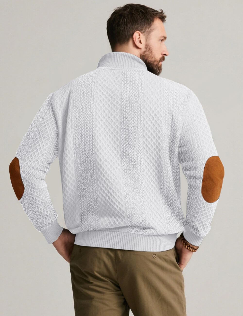 Men's Casual Sweatshirt Pullover Sweater Casual Long Sleeve Stand Collar Quarter Button Sweaters