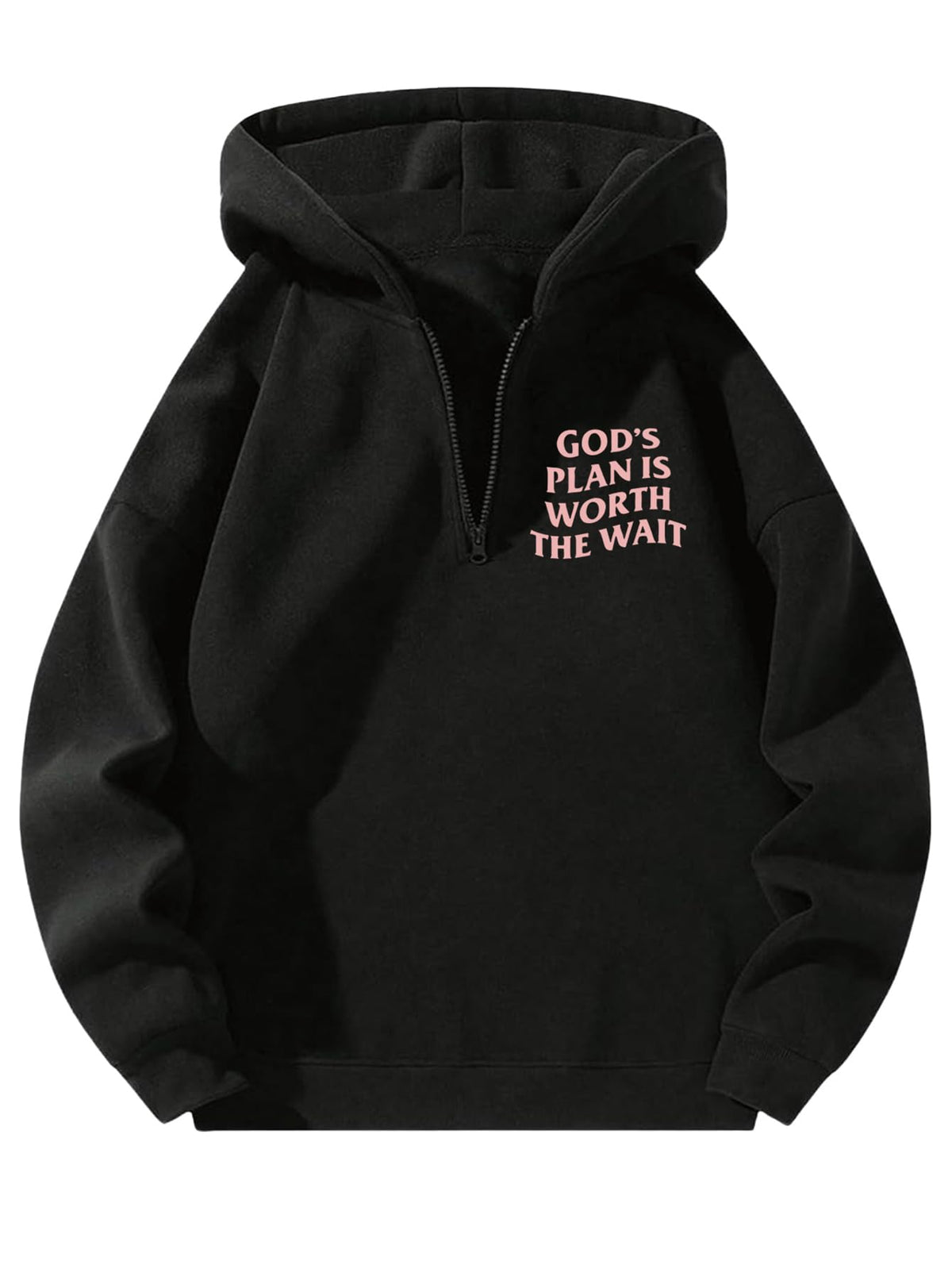Verdusa Mens Quarter Zip Hoodie Long Sleeve Drop Shoulder Fleece Sweatshirt
