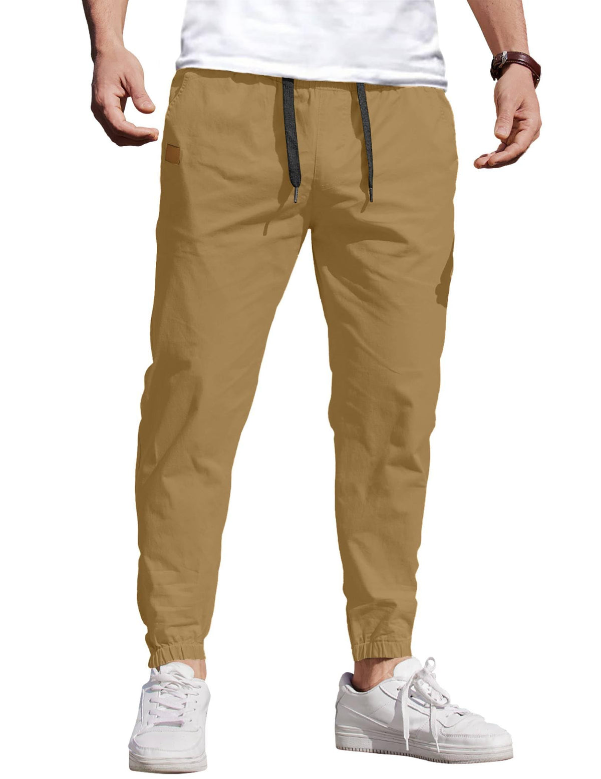 COOFANDY Mens Casual Joggers Cotton Elastic Drawstring Chino Cargo Pants