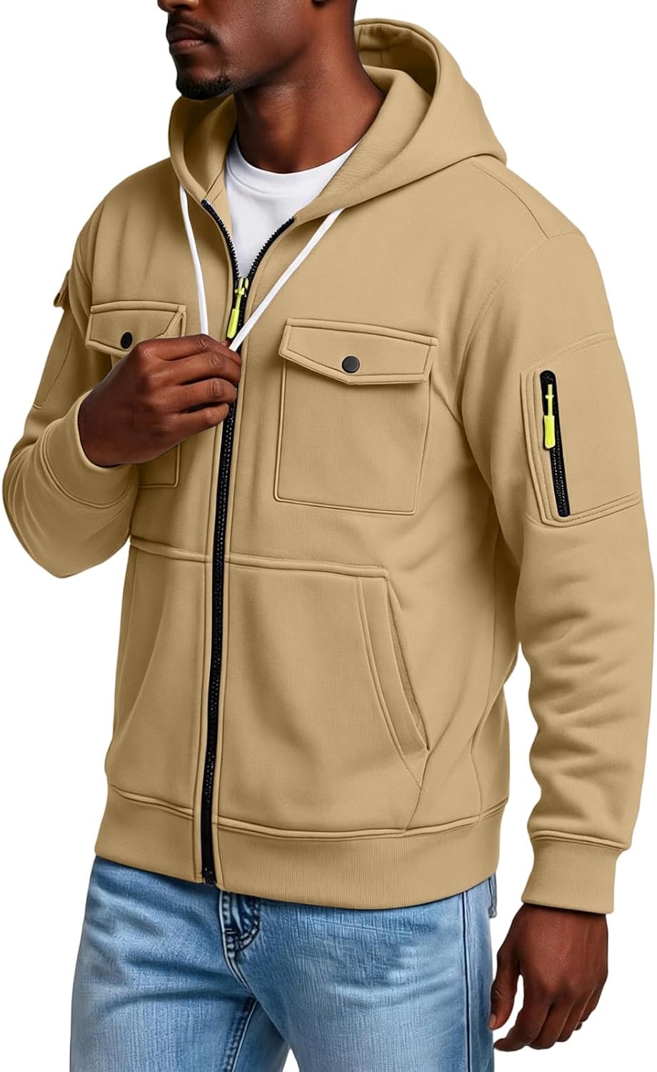 Mens Pullover Hoodie Oversized Lightweight Fleece Hooded Sweatshirt
