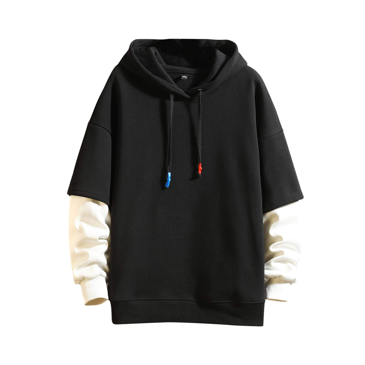 GURUNVANI Fashion Hoodies Men's Color Block Pullover O-Neck Hooded Sweatshirt Patchwork