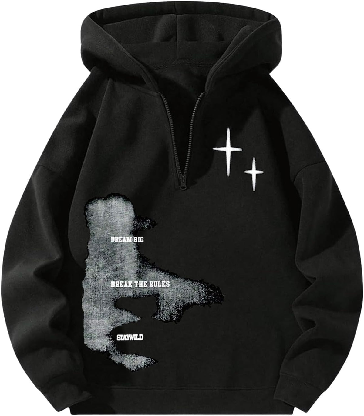 Verdusa Mens Quarter Zip Hoodie Long Sleeve Drop Shoulder Fleece Sweatshirt