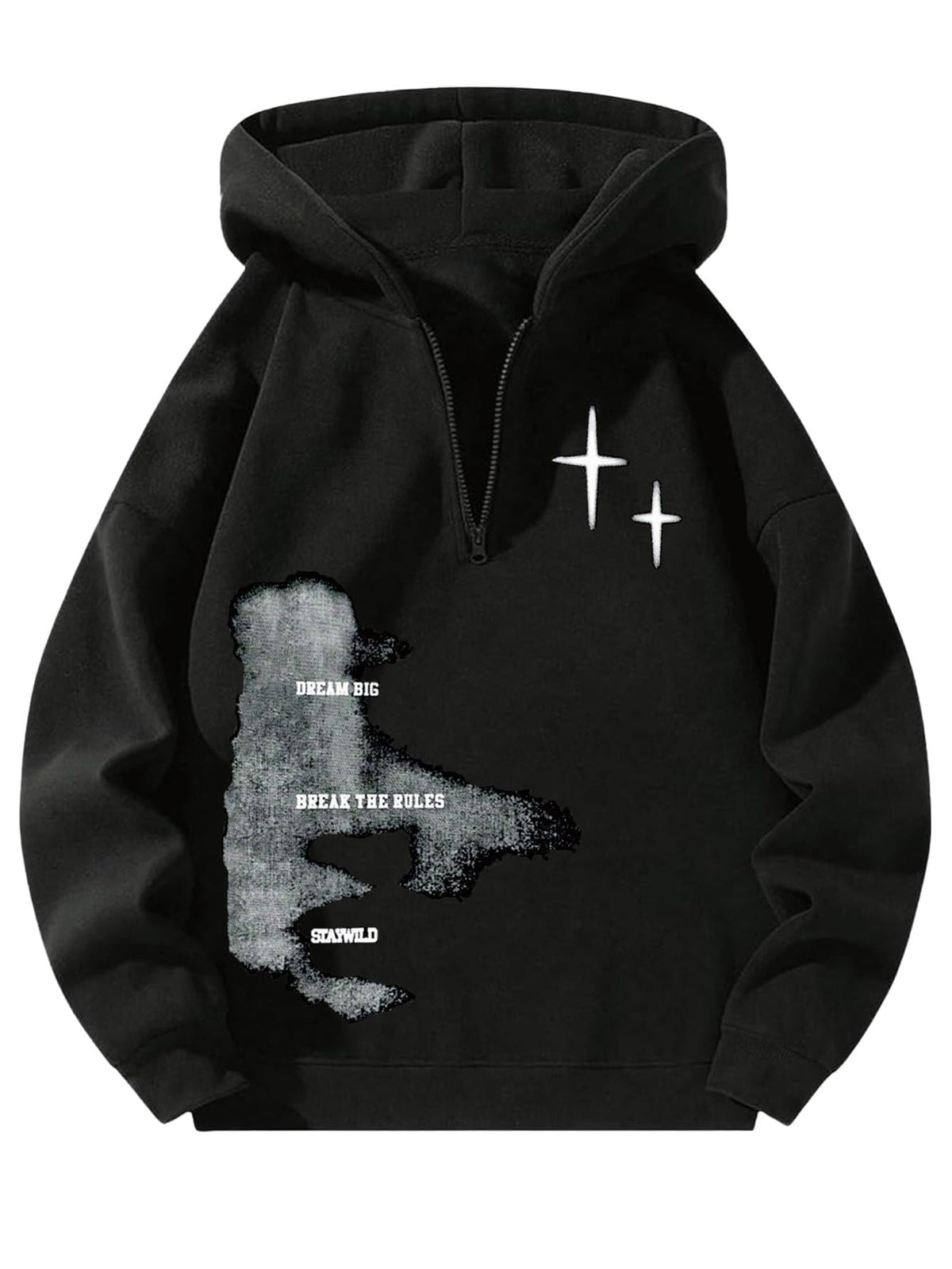 Verdusa Mens Quarter Zip Hoodie Long Sleeve Drop Shoulder Fleece Sweatshirt