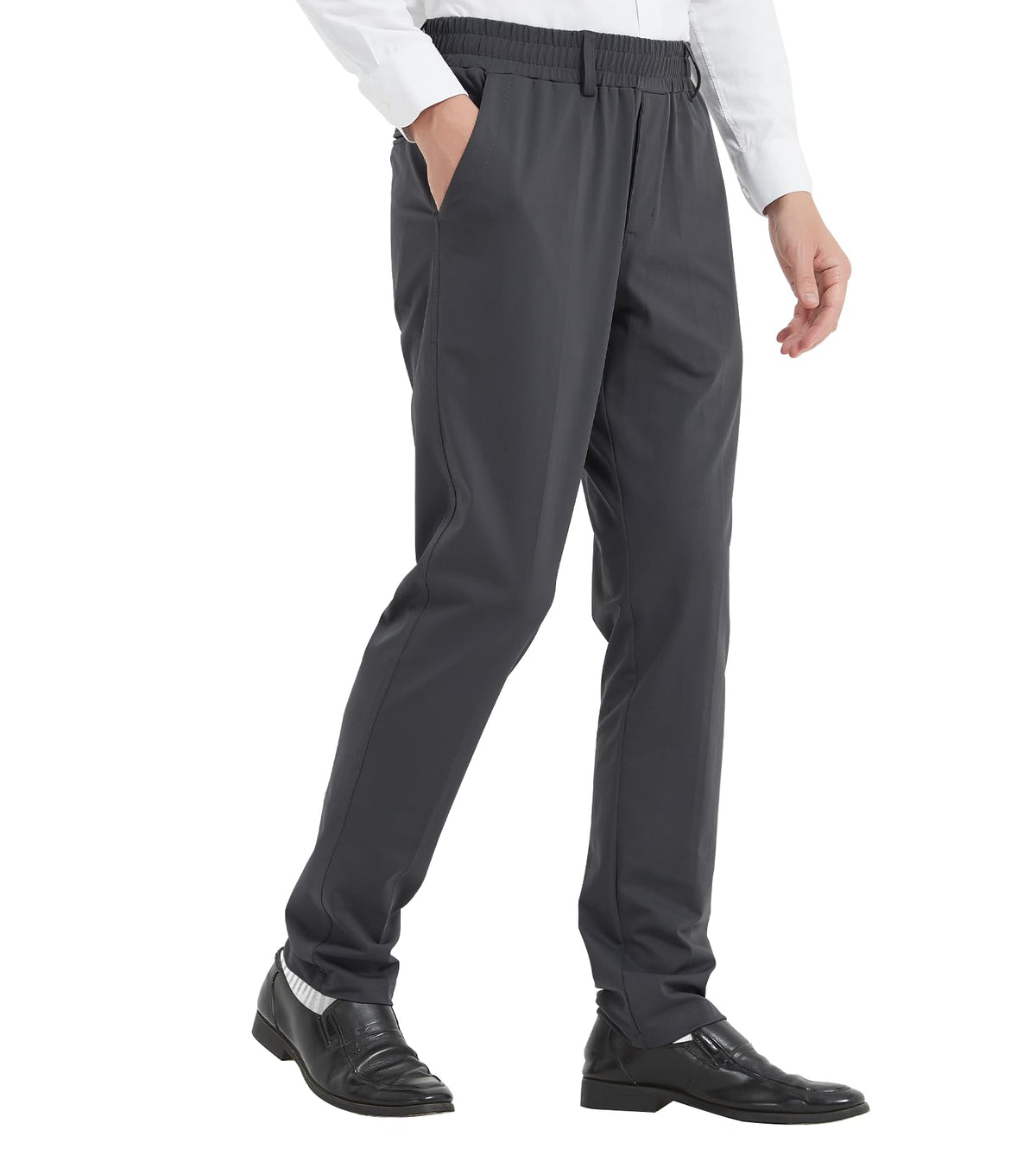 LETAOTAO Mens Elastic Waist Pants for Seniors High Stretch Expandable Waist Slacks for Elderly with Magnet Button