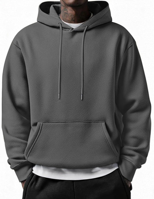COOFANDY Men's Long Sleeve Hooded Sweatshirt Casual Lightweight Hoodies Pullover Textured Drawstring Hoodie with Kanga Pocket