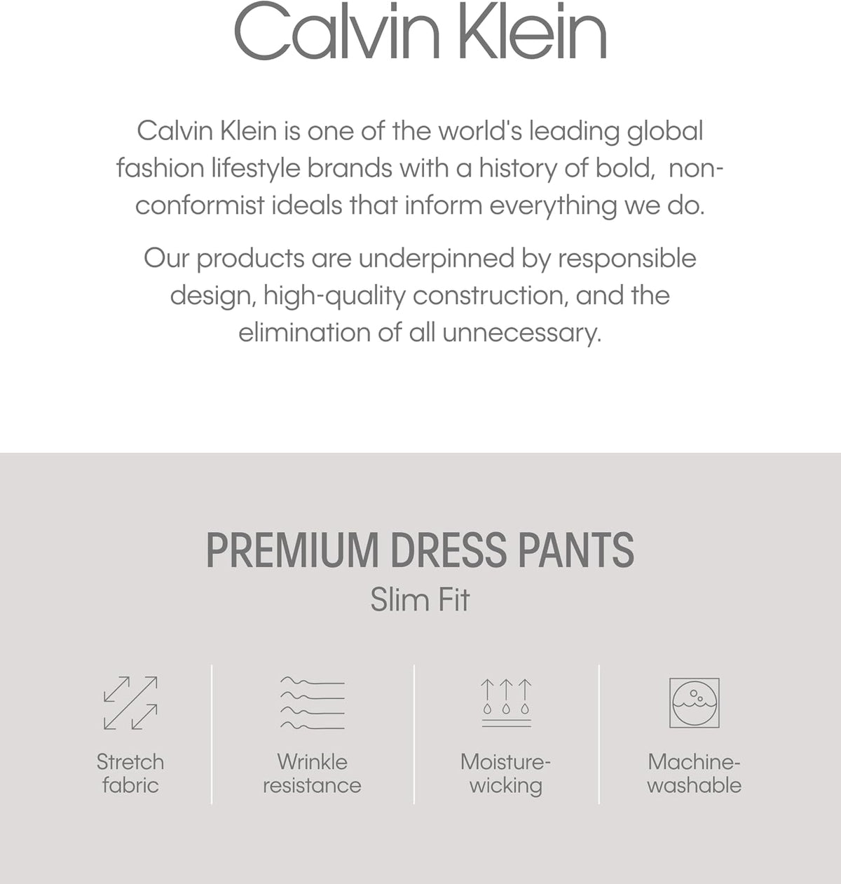Calvin Klein Men's Slim Fit Stretch Dress Suit Pants for Men, Ultra-Tapered, Wrinkle-Resistant, Moisture-Wicking Fabric