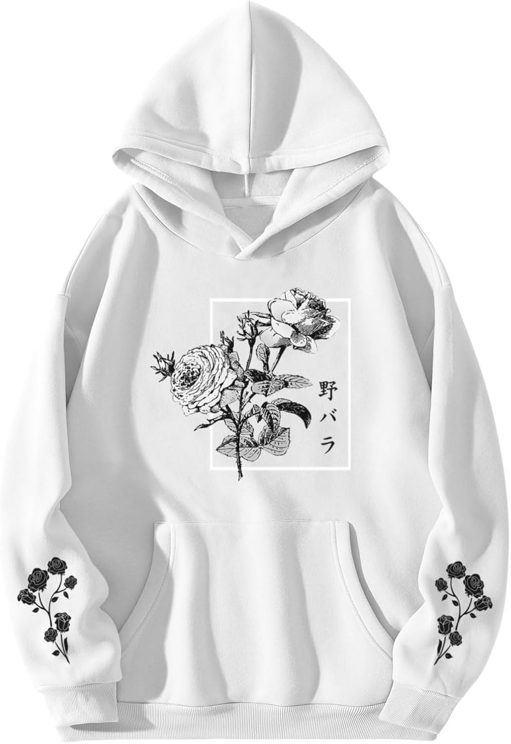 Sulayesh Rose Floral Graphic Hoodie for Men Aesthetic Japanese Cool Hoodies Oversized Trendy Streetwear Pullover Sweatshirt