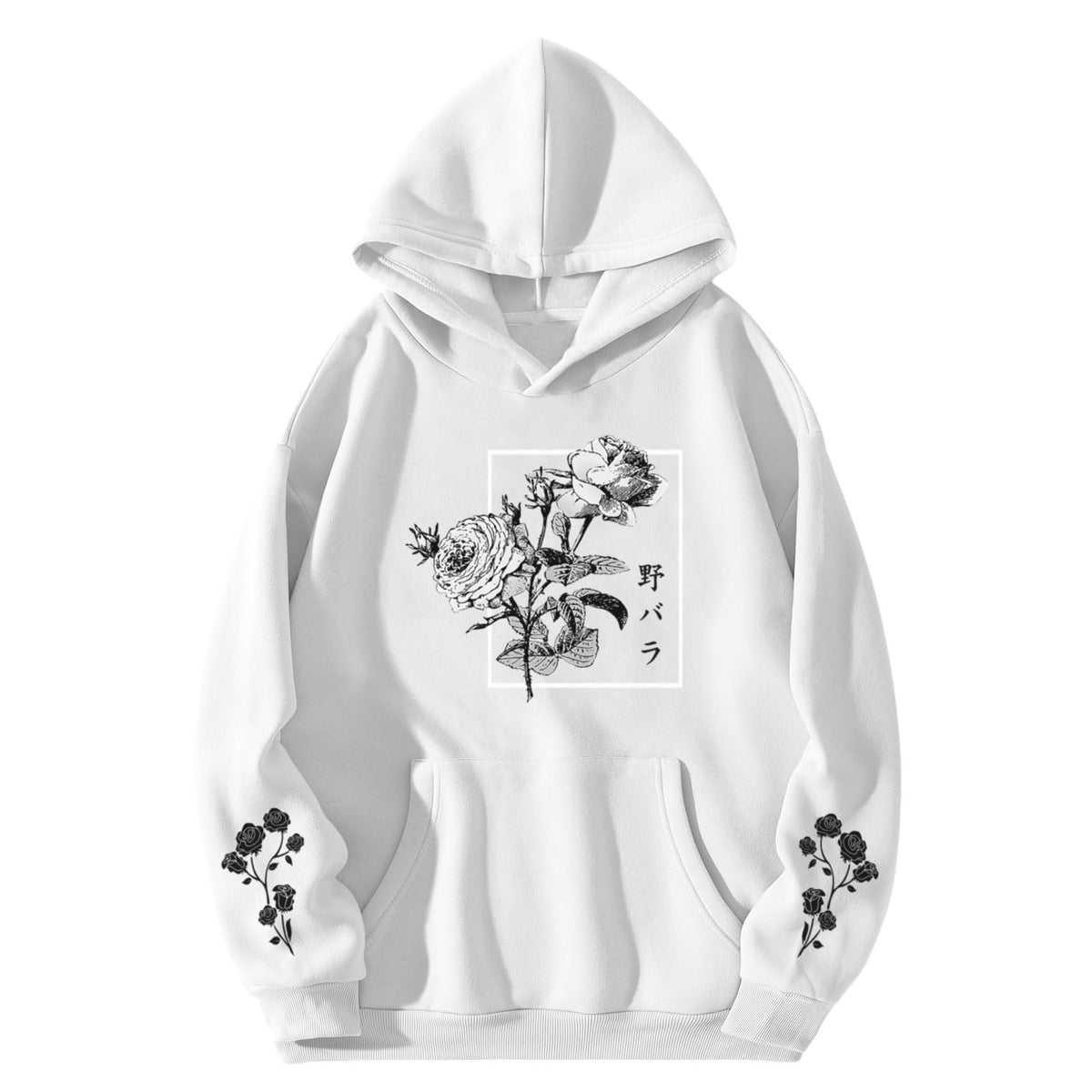 Sulayesh Rose Floral Graphic Hoodie for Men Aesthetic Japanese Cool Hoodies Oversized Trendy Streetwear Pullover Sweatshirt