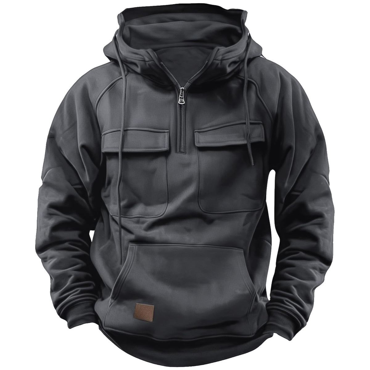 Cargo Hoodies for Men Tactical Sweatshirt Quarter Zip Cargo Pullover Hoodies Workout Gym Men Fashion Outdoor Hoodie