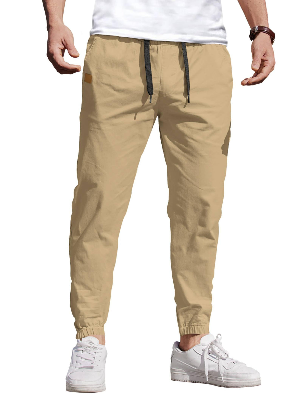 COOFANDY Mens Casual Joggers Cotton Elastic Drawstring Chino Cargo Pants