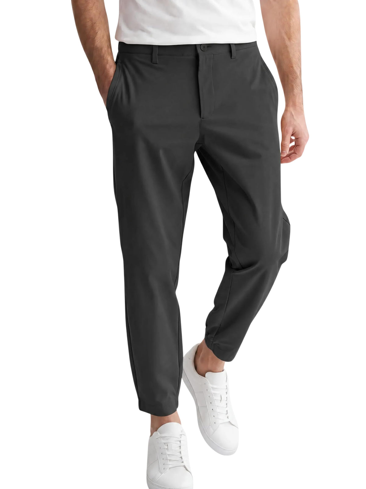Runcati Mens Stretch Golf Pants Casual Slim Fit Cropped Work Dress Trousers