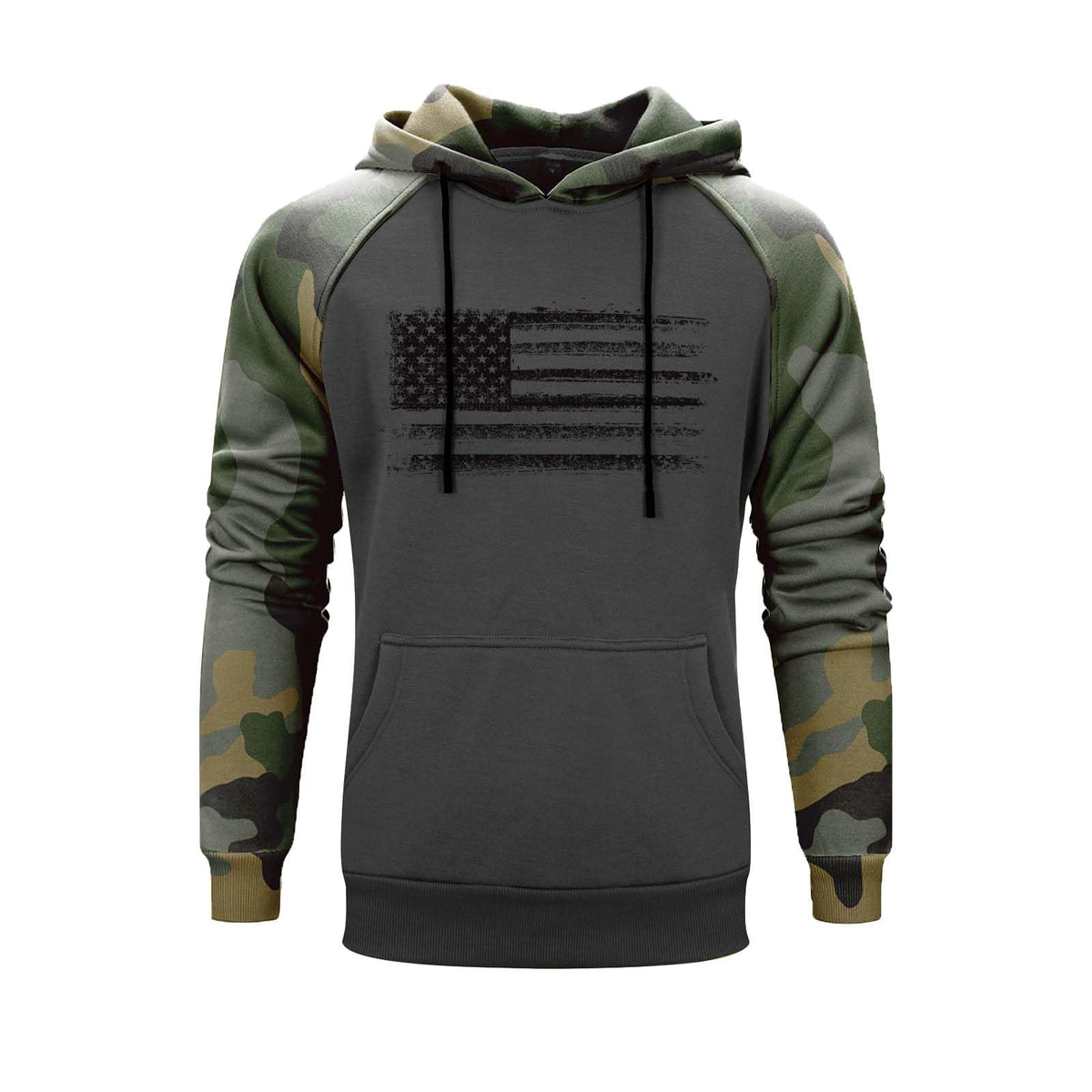H HYFOL Men's Sweatshirt USA FLAG Patriotic Graphic Polyester Hoodies for Men Pocket Raglan Long Sleeve Sweatshirts