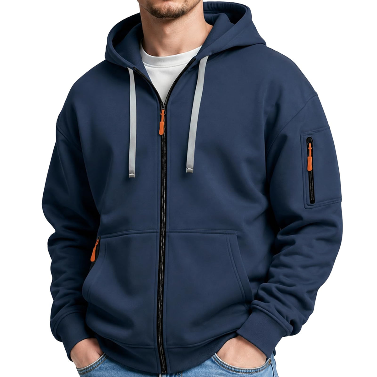 MANTORS Mens Fleece Jackets Contrast Hoodies Lightweight Sweatshirt Color Block Jacket Coats