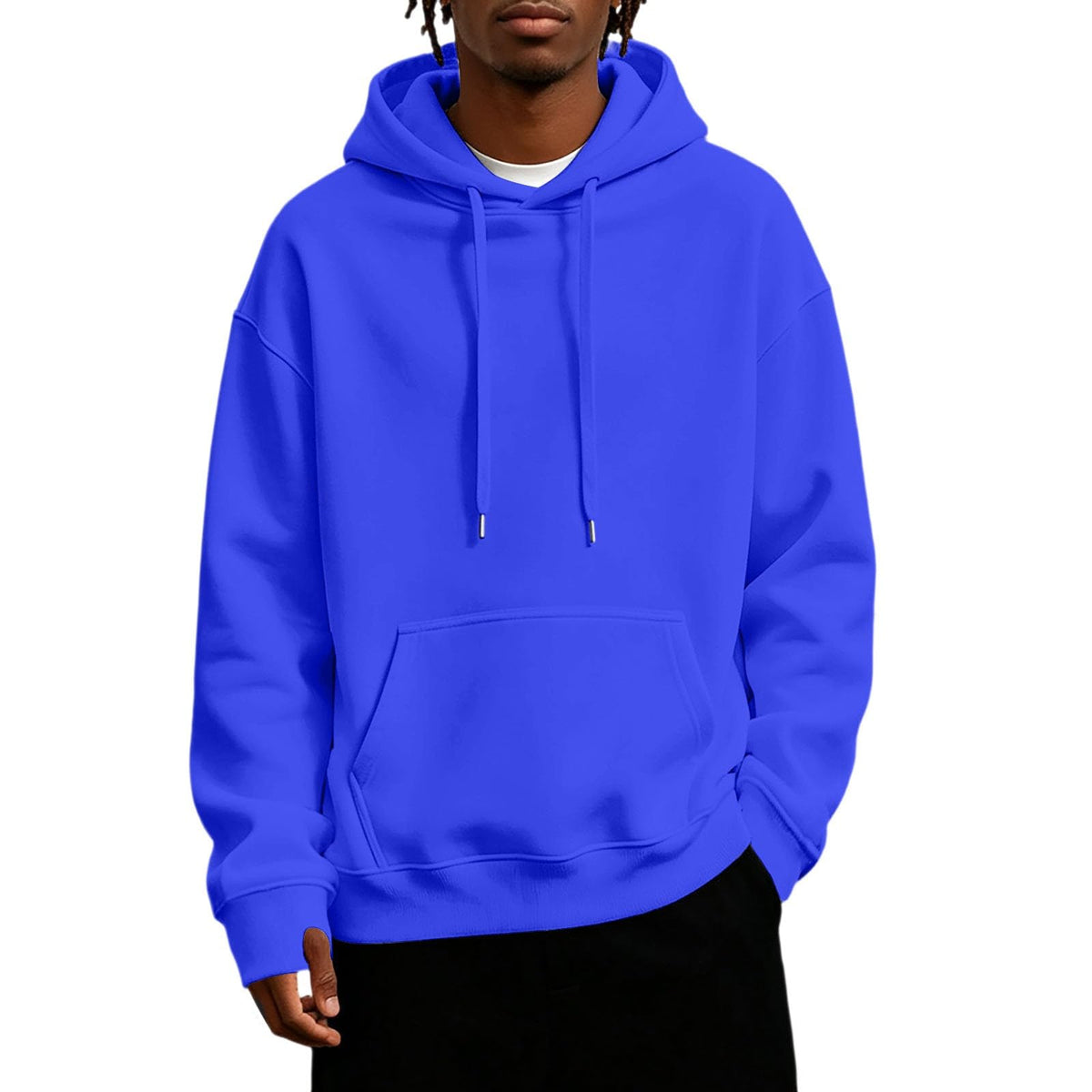 Mens Hoodies Fleece-Lined Long Sleeve Pullover Warm Fall Winter Sweatshirt