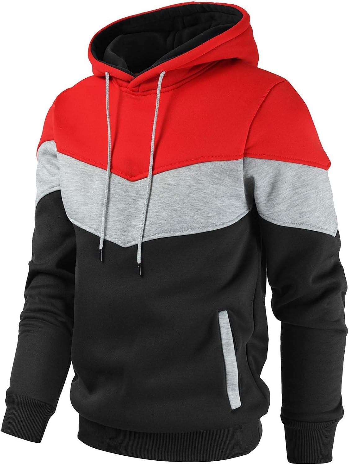 Gesean Men's Novelty Color Block Pullover Fleece Hoodie Casual Sweatshirt