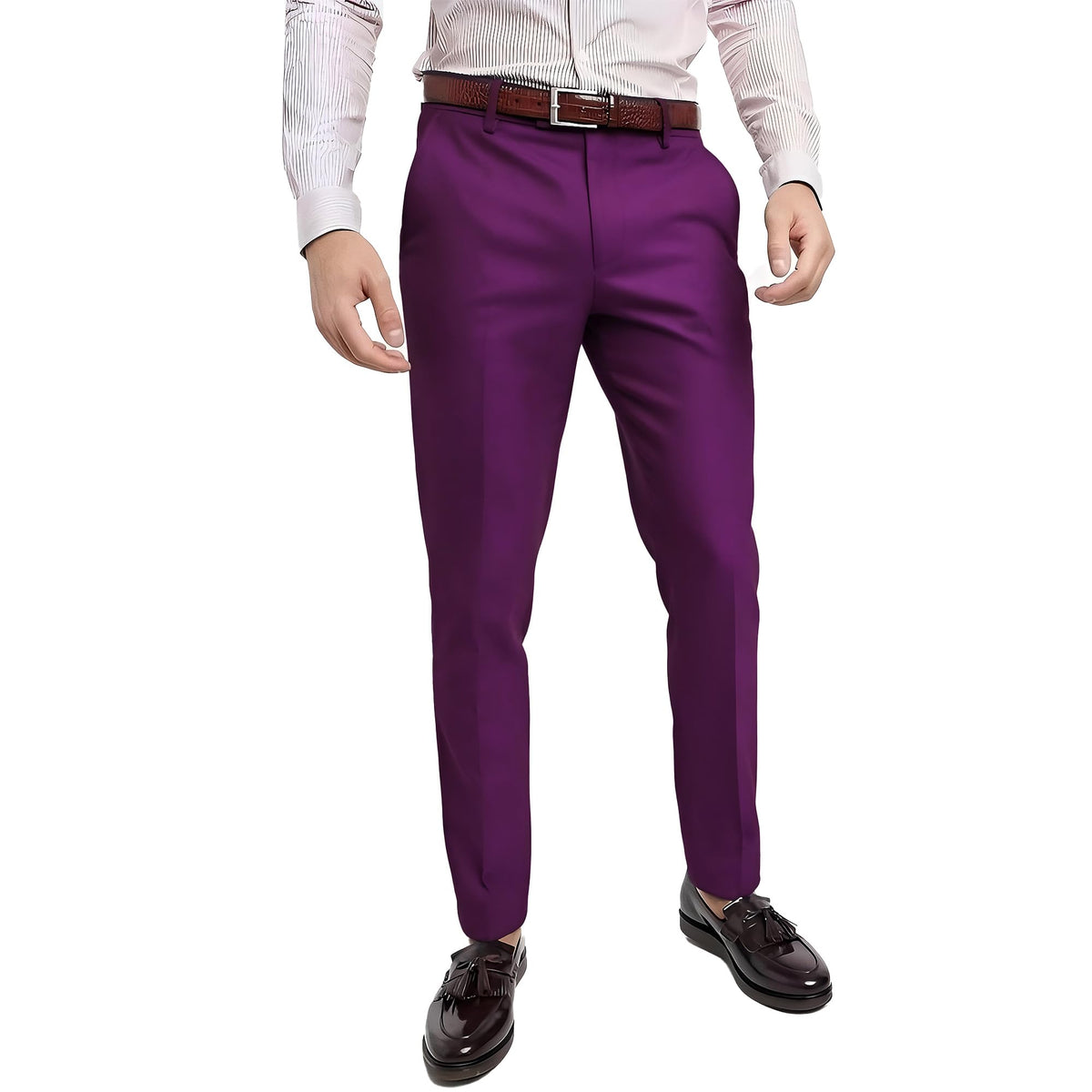 Men's Cozy Hidden Expandable Waist Dress Pants | Premium Stretch Texture Weave Work to Weekend Pants