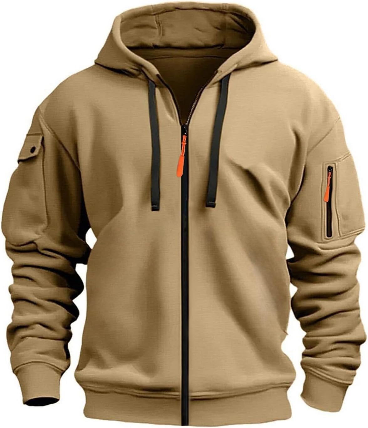 Zip Up Hoodie Men Cargo Tactical Hooded Sweatshirts Jacket With Pockets