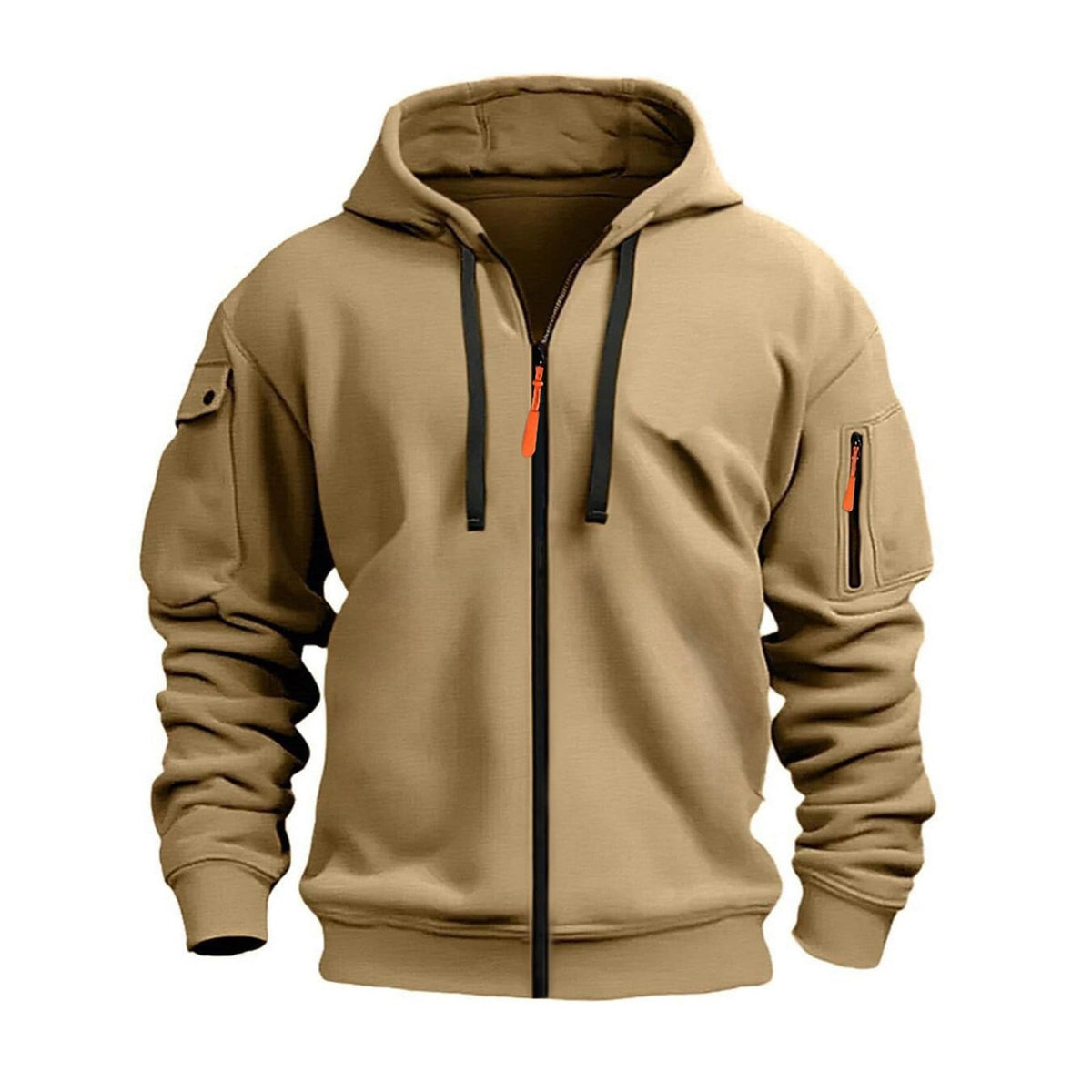 Zip Up Hoodie Men Cargo Tactical Hooded Sweatshirts Jacket With Pockets