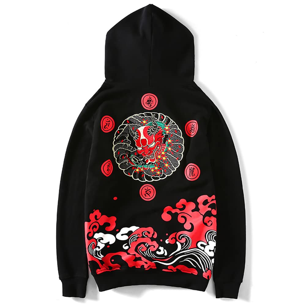 Niepce Inc Streetwear Men's Dragon Embroidered Heavyweight Graphic Hoodies