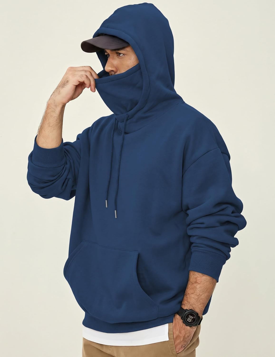 JMIERR Men's Fleece Hoodie Relaxed Fit Pull-Up Neck Pullover