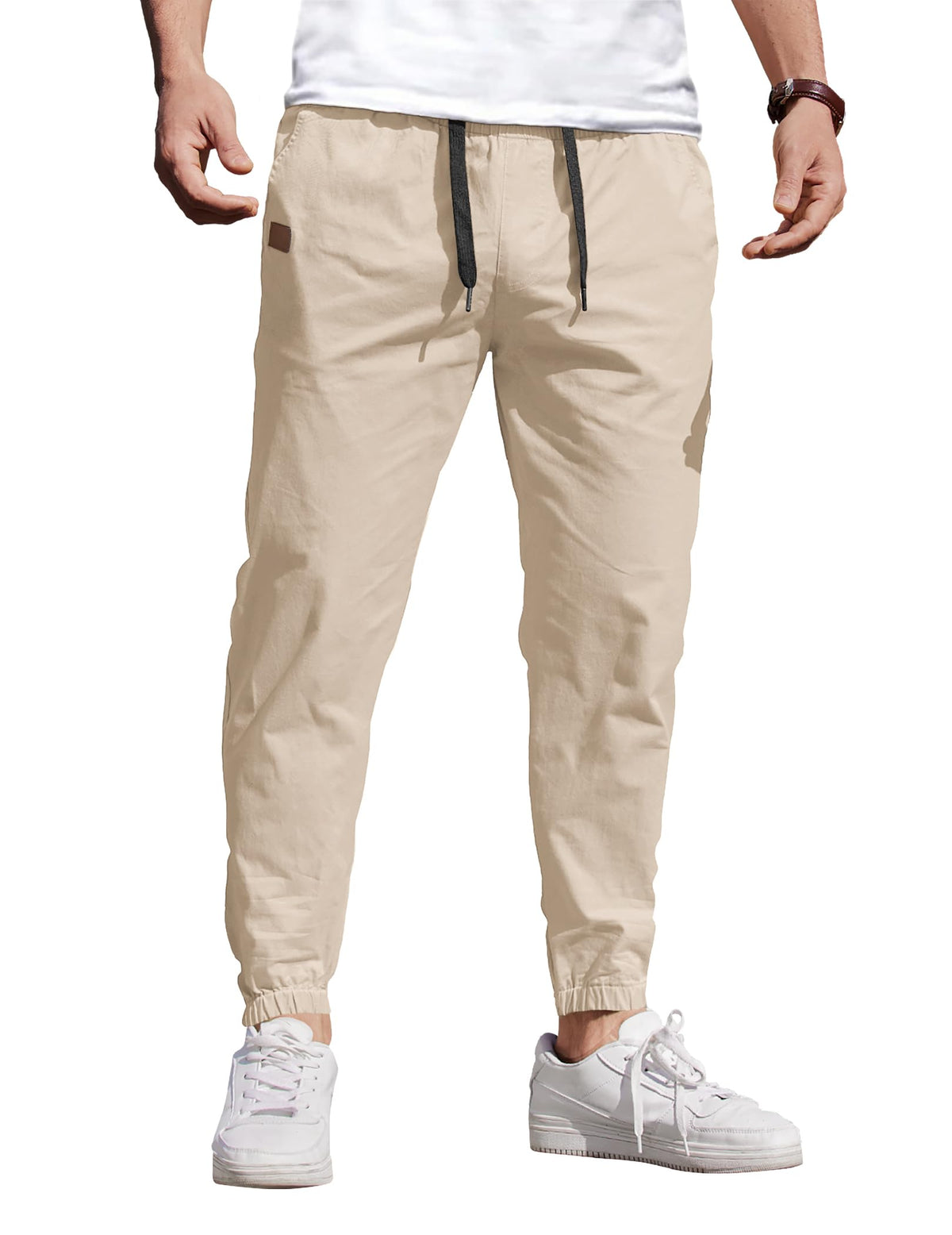 COOFANDY Mens Casual Joggers Cotton Elastic Drawstring Chino Cargo Pants