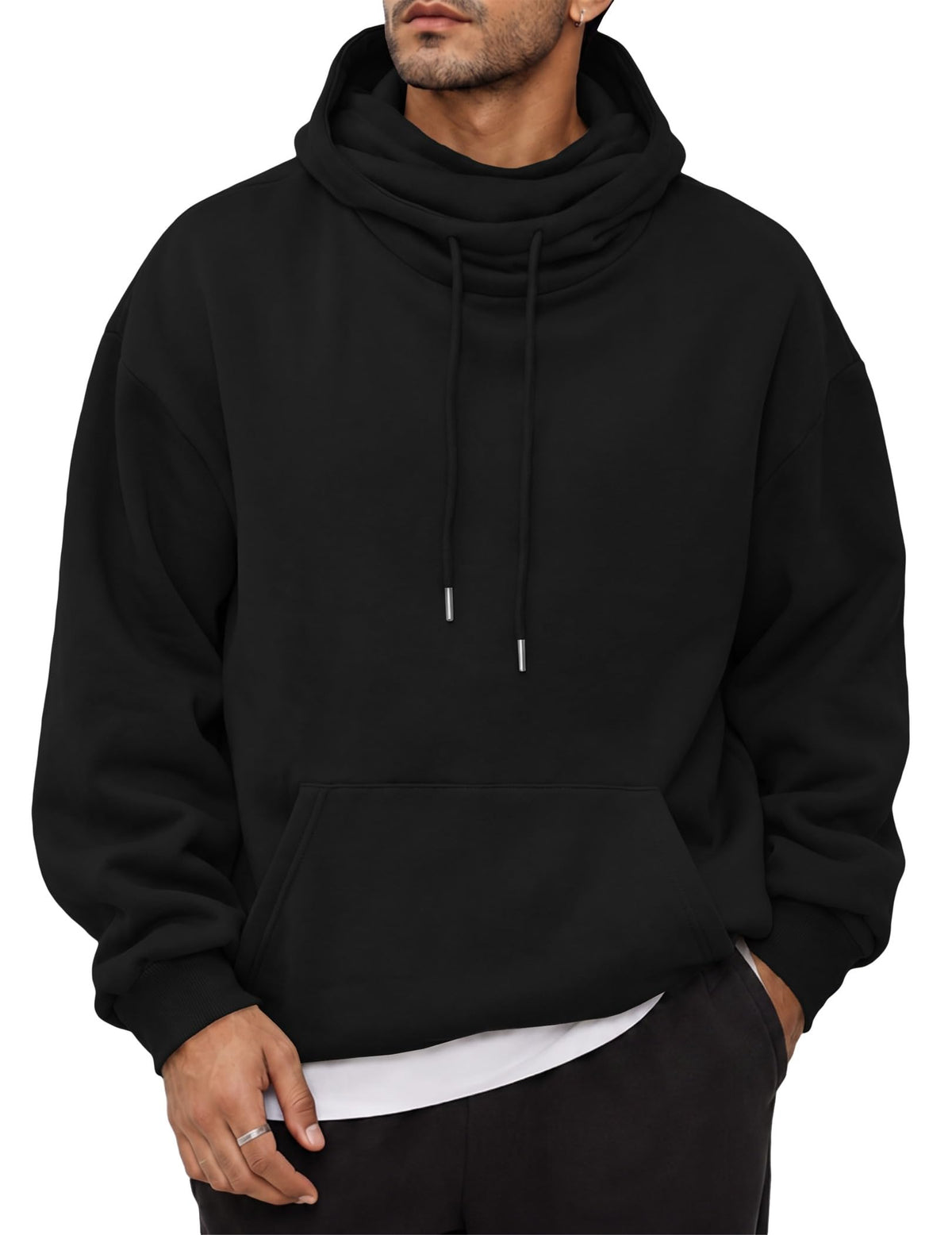 JMIERR Men's Fleece Hoodie Relaxed Fit Pull-Up Neck Pullover