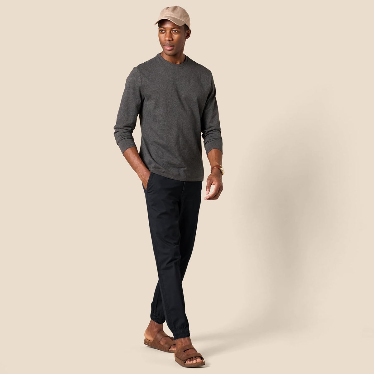 Amazon Essentials Men's Straight-Fit Chino Jogger Pants with Elastic Waist and Pockets