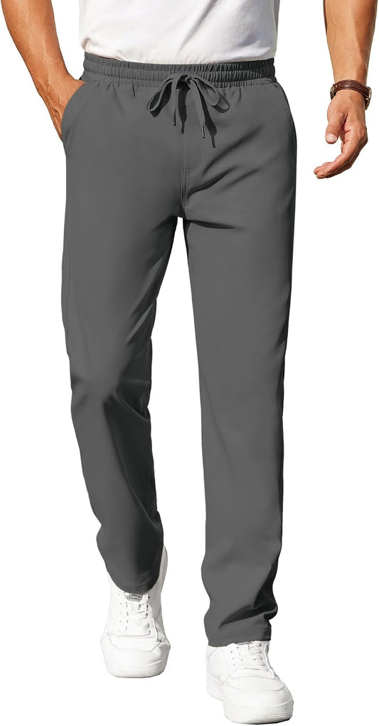 COOFANDY Mens Casual Pants Elastic Waist Chino Pants Lightweight Drawstring Pants with Pockets