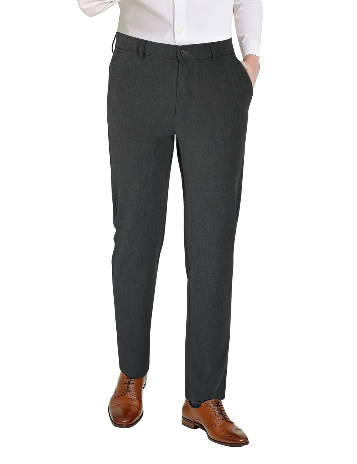 Plaid&Plain Men’s Slim Fit Dress Pants Stretch Dress Pants