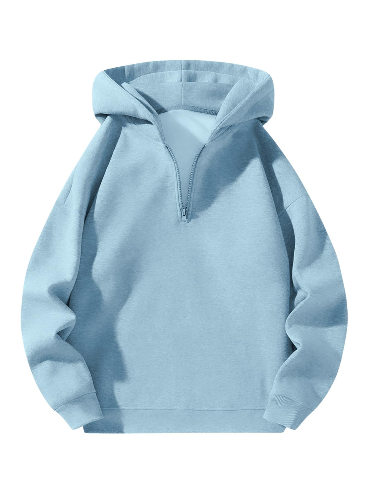 Verdusa Mens Quarter Zip Hoodie Long Sleeve Drop Shoulder Fleece Sweatshirt