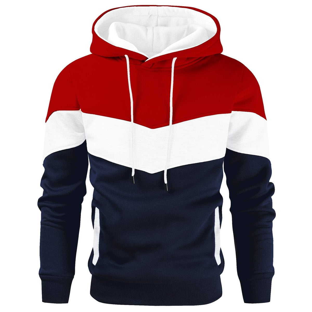 Gesean Men's Novelty Color Block Pullover Fleece Hoodie Casual Sweatshirt